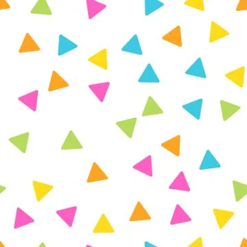 Seamless abstract geometric pattern of triangles in random order. Funny, happy Stock Illustration