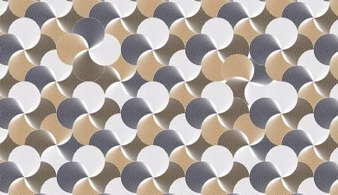 Seamless abstract geometric pattern in white brown and blue with repeating wavy Stock Illustration