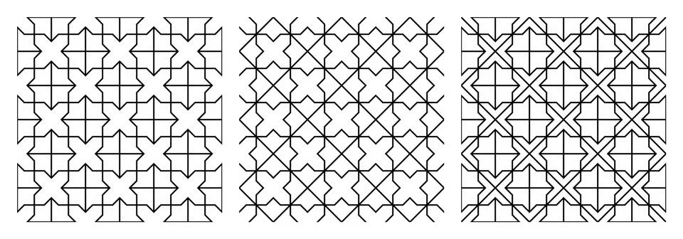 Seamless abstract geometric pattern.Black and white average lines.A set of th Stock Illustration