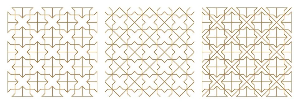 Seamless abstract geometric pattern.Brown average lines.A set of three patter Stock Illustration