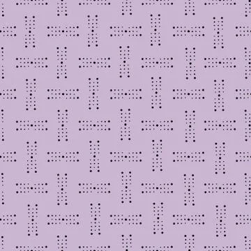 Seamless abstract geometric patterns, black dots, circles on a mauve background Stock Illustration