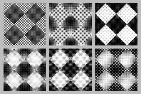 Seamless abstract geometrical square pattern background set Stock Illustration