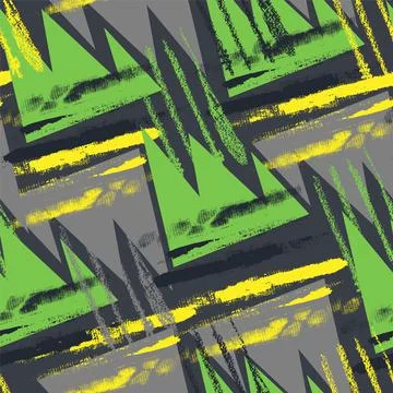 Seamless abstract geometry pattern with curved triangle elements and grunge spot イラスト素材