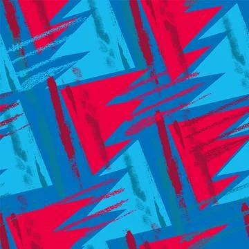 Seamless abstract geometry pattern with curved triangle elements and grunge spot Stock Illustration