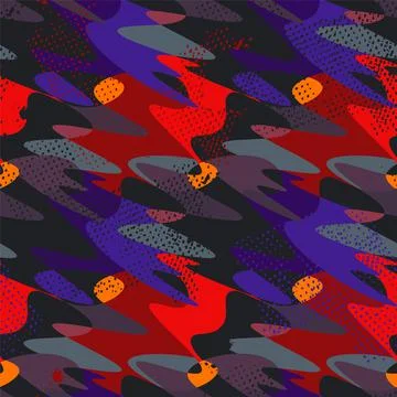 Seamless abstract geometry pattern with wave shapes and grunge spots Stock Illustration