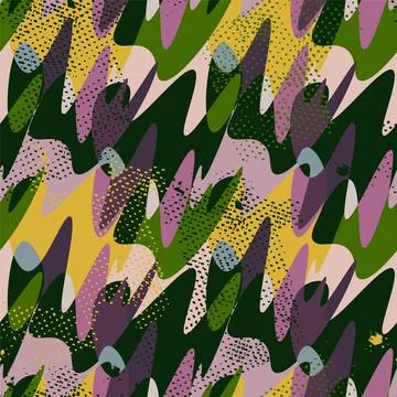 Seamless abstract geometry pattern with wave shapes and grunge spots Stock Illustration