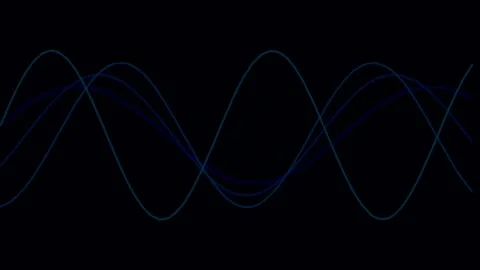 Seamless abstract glowing blue sine wave pattern on black background Stock Footage 340377928
