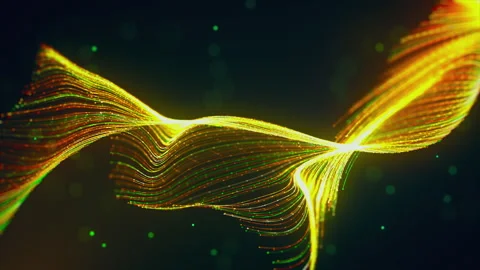 Seamless Abstract Golden Particle Wave Motion Background for Technology Video Stock Footage 340265878