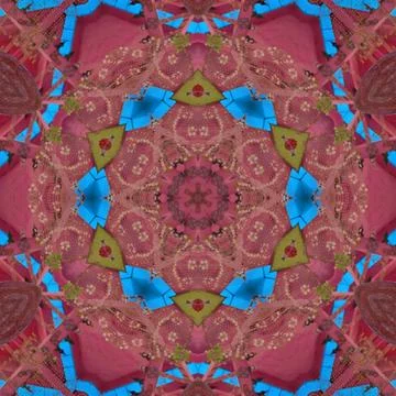 Seamless abstract graphic kaleidoscope pattern square star shape with pink Stock Illustration