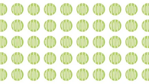 Seamless abstract green circle pattern with vertical line shapes on white b.. Stock Illustration