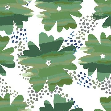 Seamless abstract green flowers pattern background , greeting card or fabric Stock Illustration