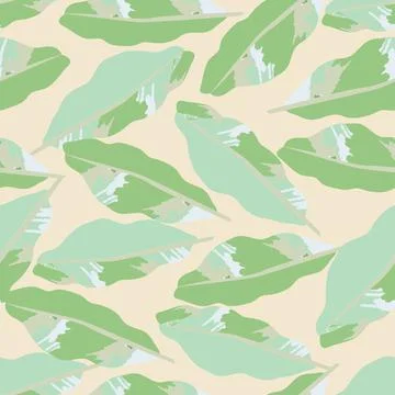 Seamless abstract green leafs stamp pattern background , greeting card or fab Illustrazione stock