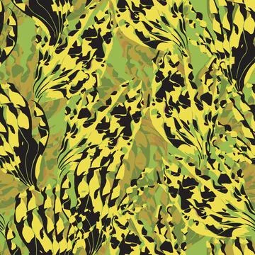 Seamless abstract green leaves pattern background like a camouflage , greet.. Stock Illustration