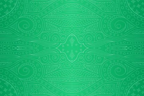 Seamless abstract green linear pattern with stars Stock Illustration