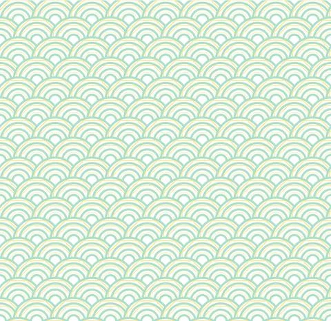 Seamless abstract green wave pattern japanese tradition style. Fabric texture Illustrazione stock