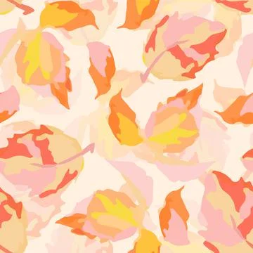 Seamless abstract hand drawn multicolour  leaves background , greeting card o Stock Illustration