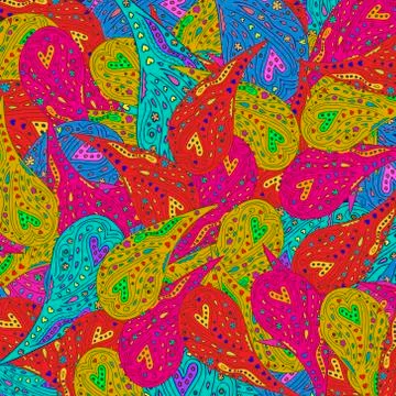 Seamless abstract hand-drawn pattern, floral indian background Stock Illustration