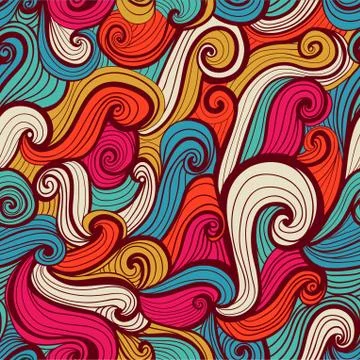 Seamless abstract hand-drawn pattern, waves background. seamless pattern can  Stockillustratie