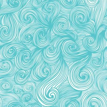 Seamless abstract hand-drawn pattern, waves background. seamless pattern can  Illustrazione stock
