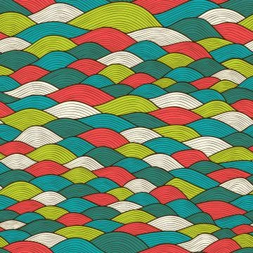 Seamless abstract hand-drawn pattern, waves background. seamless pattern can  Stock Illustration