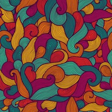 Seamless abstract hand-drawn pattern, waves background. seamless pattern can  Stock Illustration