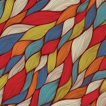 Seamless abstract hand-drawn pattern, waves background Stockillustratie