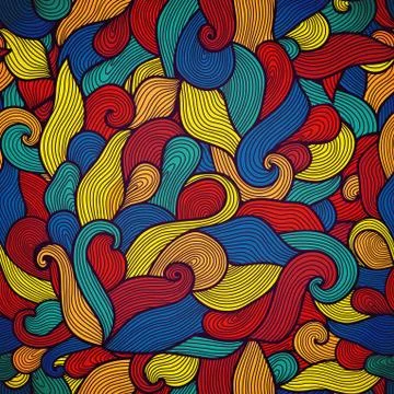 Seamless abstract hand-drawn pattern, waves background. seamless pattern can  Stock Illustration