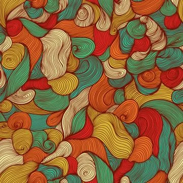 Seamless abstract hand-drawn pattern, waves background. seamless pattern can  Illustrazione stock