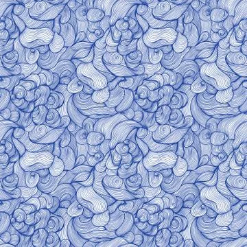 Seamless abstract hand-drawn pattern, waves background. seamless pattern can  Illustrazione stock