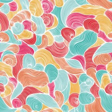 Seamless abstract hand-drawn pattern, waves background. seamless pattern can  Stockillustratie