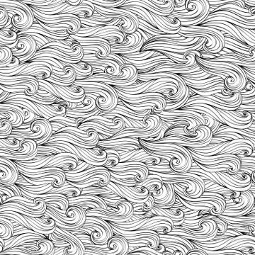 Seamless abstract hand-drawn pattern, waves background. seamless pattern can  イラスト素材