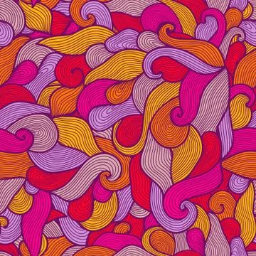 Seamless abstract hand-drawn pattern, waves background. seamless pattern can  Illustrazione stock