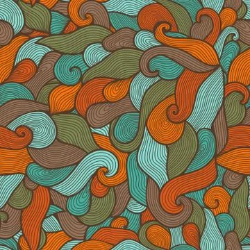 Seamless abstract hand-drawn pattern, waves background. seamless pattern can  Stock Illustration