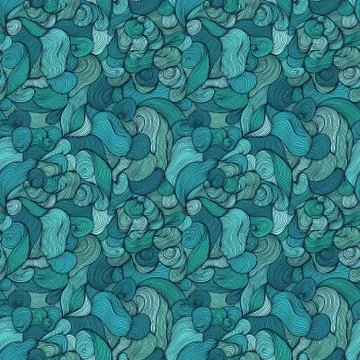 Seamless abstract hand-drawn pattern, waves background. seamless pattern can  Illustrazione stock