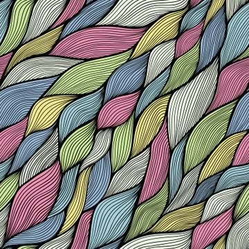 Seamless abstract hand-drawn pattern, waves background Stock Illustration