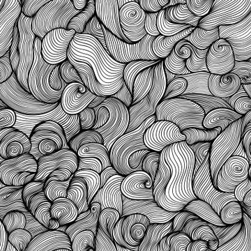 Seamless abstract hand-drawn pattern, waves background. seamless pattern can  Stock Illustration