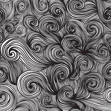 Seamless abstract hand-drawn pattern, waves background. seamless pattern can  Illustrazione stock