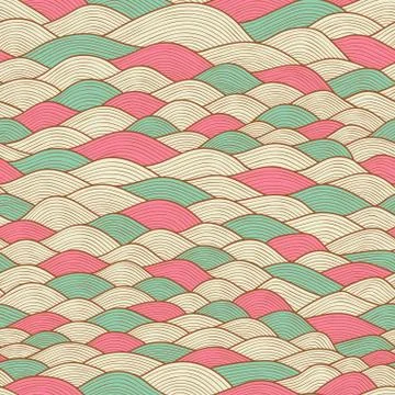 Seamless abstract hand-drawn pattern, waves background. seamless pattern can  Stockillustratie