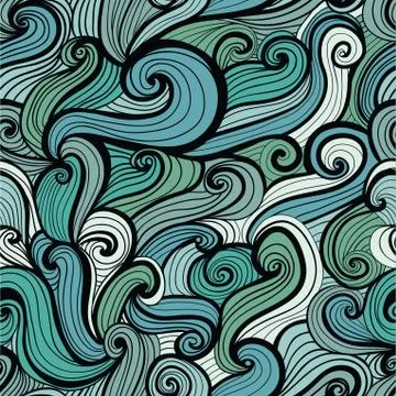 Seamless abstract hand-drawn pattern, waves background. seamless pattern can  Stock Illustration