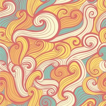 Seamless abstract hand-drawn pattern, waves background. seamless pattern can  Stock Illustration