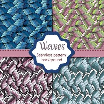 Seamless abstract hand-drawn pattern, waves background. Seamless pattern can be 스톡 일러스트