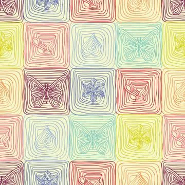 Seamless abstract hand drawn pattern Stock Illustration