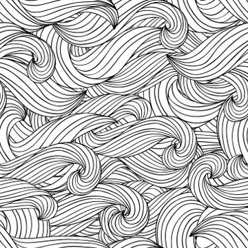 Seamless abstract hand drawn pattern waves background Stockillustratie