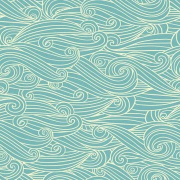 Seamless abstract hand-drawn pattern, waves background. Vector illustration. Illustrazione stock
