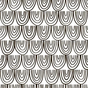 Seamless abstract hand drawn pattern of black and white scales. Stock Illustration