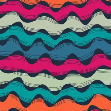 Seamless abstract hand-drawn waves pattern, wavy background. seamless pattern 스톡 일러스트