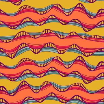Seamless abstract hand-drawn waves texture, wavy background. copy that square Stock Illustration