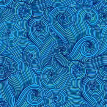 Seamless abstract hand-drawn waves texture, wavy background. seamless pattern Illustrazione stock