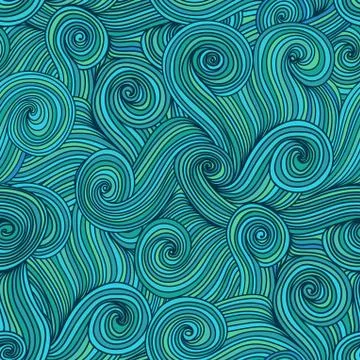 Seamless abstract hand-drawn waves texture, wavy background. seamless pattern Illustrazione stock