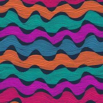 Seamless abstract hand-drawn waves pattern, wavy background. seamless pattern イラスト素材